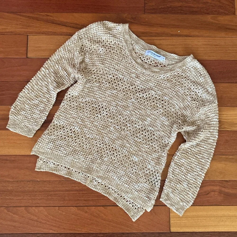 Knit Sweater size small beige layering cozy fall cotton emporium